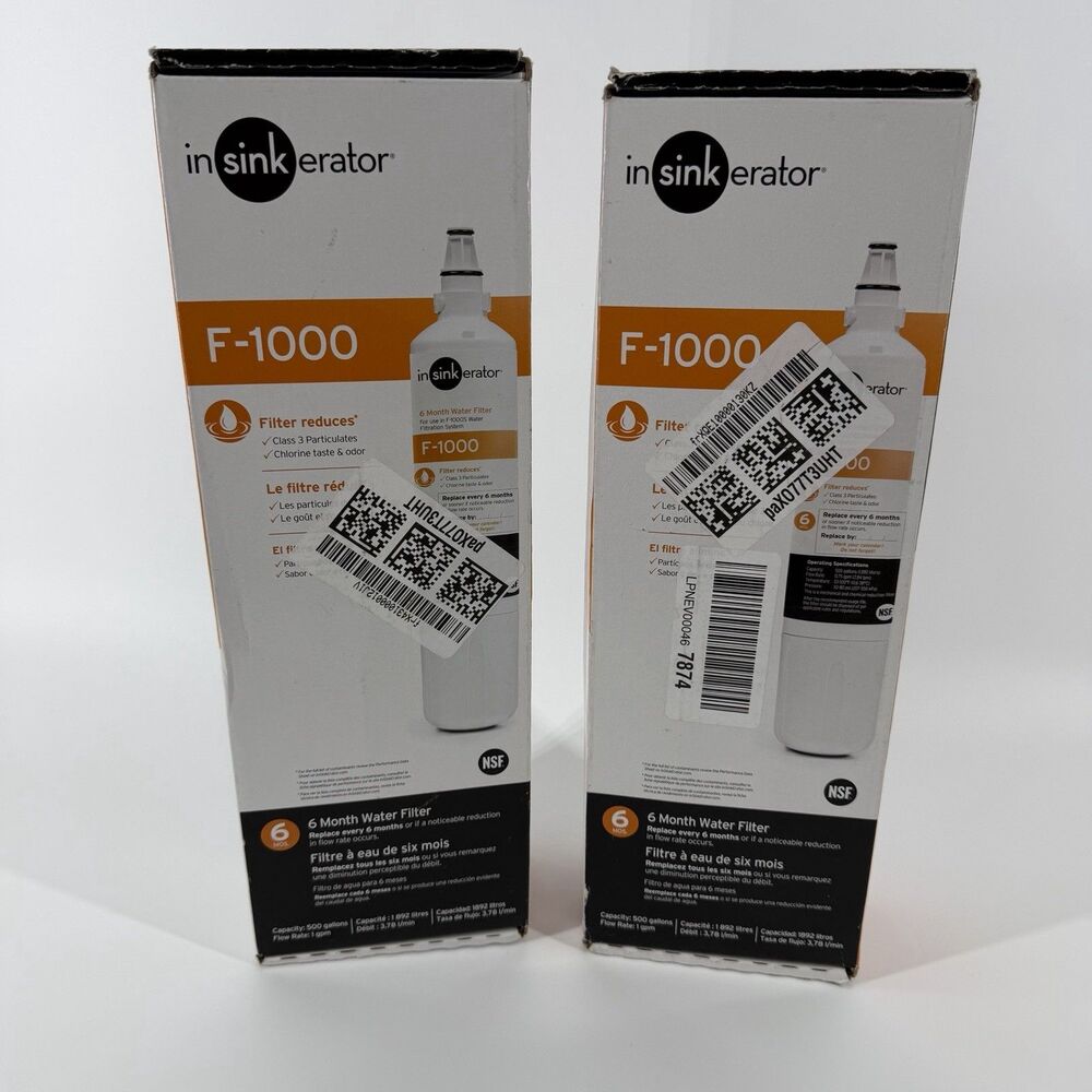 InSinkErator F-1000 Water Filter Cartridge 2 Pack 6 Month Filter SEALED